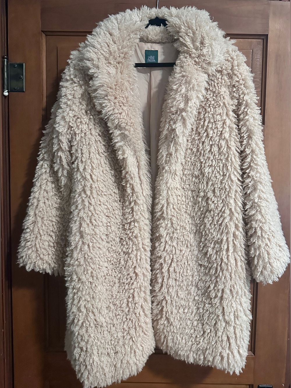 wild fable Plush Teddy Coat in Cream!  Pink hues sz XL!  EUC!  Teddy bear style!